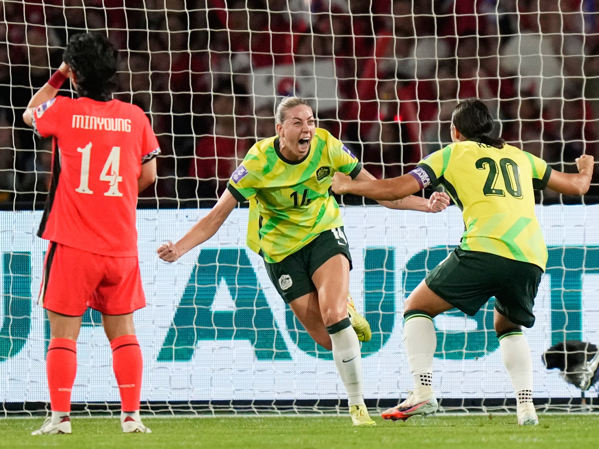 Pemain Australia merayakan gol di Piala Asia Wanita 2026